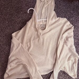 American Eagle Outfitters Ivory Ribbed Top